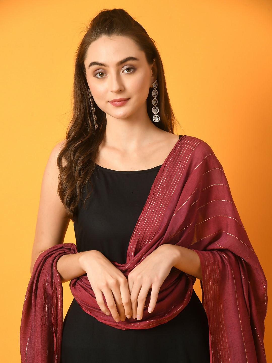 Myshka Women's Black Solid Anarkali Party Kurta Set With Dupatta - Distacart