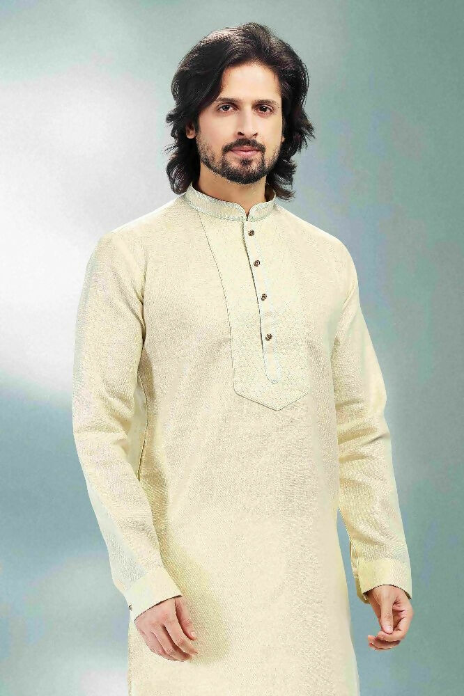 Raivat Ethnic Linen Cotton Pintux Work Kurta Pajama In Pista Green Colour - Dista