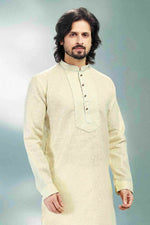 Thumbnail for Raivat Ethnic Linen Cotton Pintux Work Kurta Pajama In Pista Green Colour - Dista