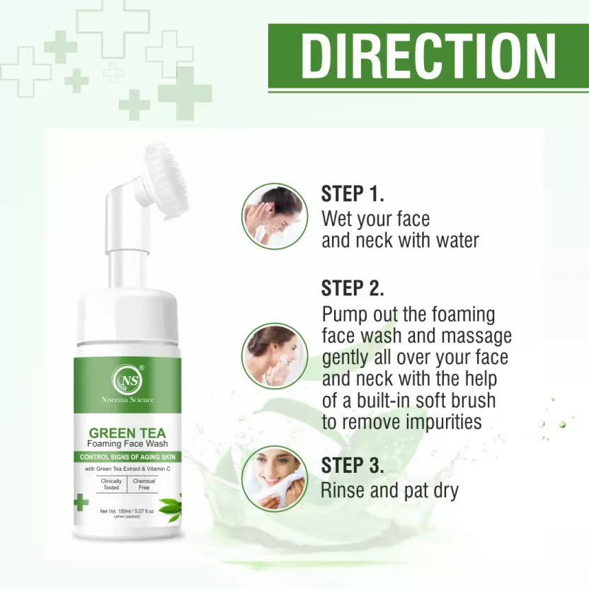 Nuerma Science Green Tea Foaming Face Wash | Hydrate, Soothe & Revitalize Skin - Distacart