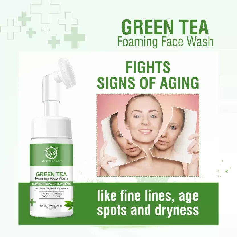 Nuerma Science Green Tea Foaming Face Wash | Hydrate, Soothe & Revitalize Skin - Distacart