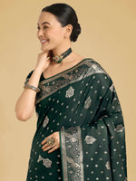 Thumbnail for Monjolika Fashion Traditional Dark Geen Woven Banarasi Satin Silk Saree
