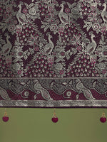 Thumbnail for Monjolika Fashion Traditional Wine Woven Banarasi Satin Silk Saree