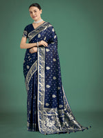 Thumbnail for Monjolika Fashion Traditional Blue Woven Banarasi Satin Silk Saree