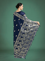 Thumbnail for Monjolika Fashion Traditional Blue Woven Banarasi Satin Silk Saree