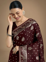 Thumbnail for Monjolika Fashion Traditional Maroon Woven Banarasi Satin Silk Saree