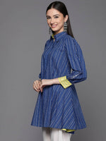 Thumbnail for Ahalyaa Women Blue Cotton Printed Tunic - Distacart