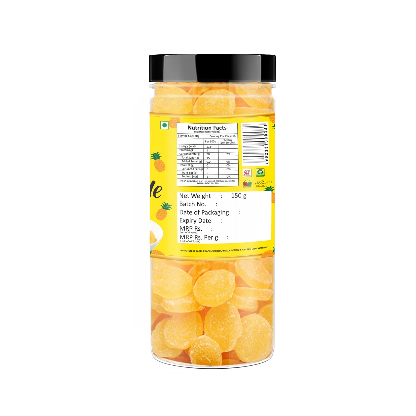 Yum Yum Dried Pineapple Jar - Dista