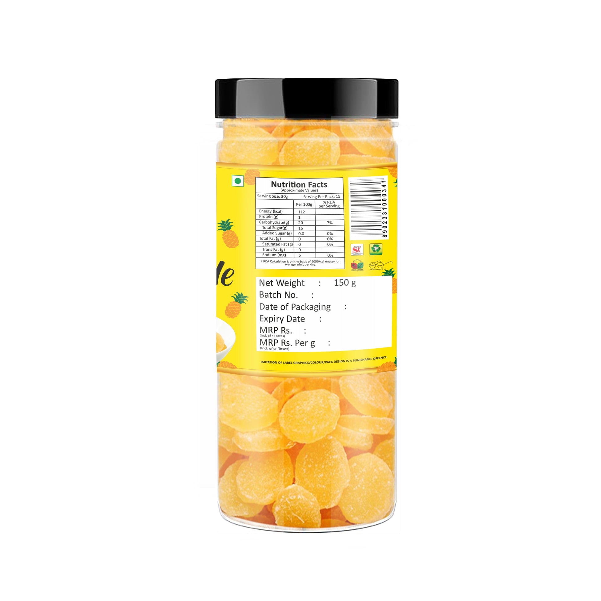 Yum Yum Dried Pineapple Jar - Dista