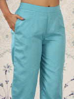 Thumbnail for Ode by House of Pataudi Printed Regular Gotta Patti Kurta with Trousers - Distacart