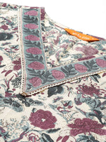 Thumbnail for Indo Era Floral Printed Regular Pure Cotton Kurta with Trousers & Dupatta