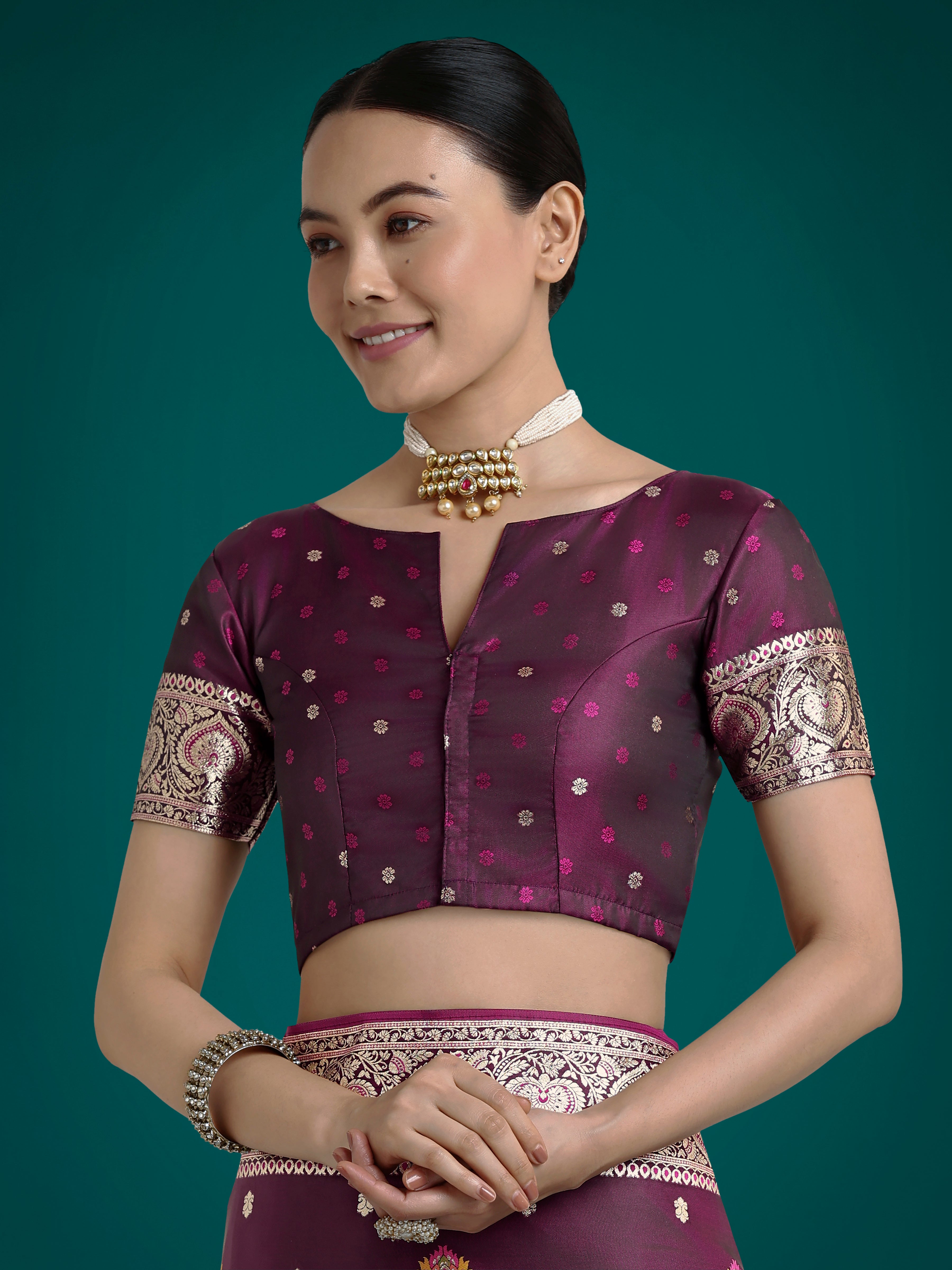 Monjolika Fashion Wine Charming Soft Banarasi Zari Woven Designer Satin Silk Saree With Lovely Blouse Piece