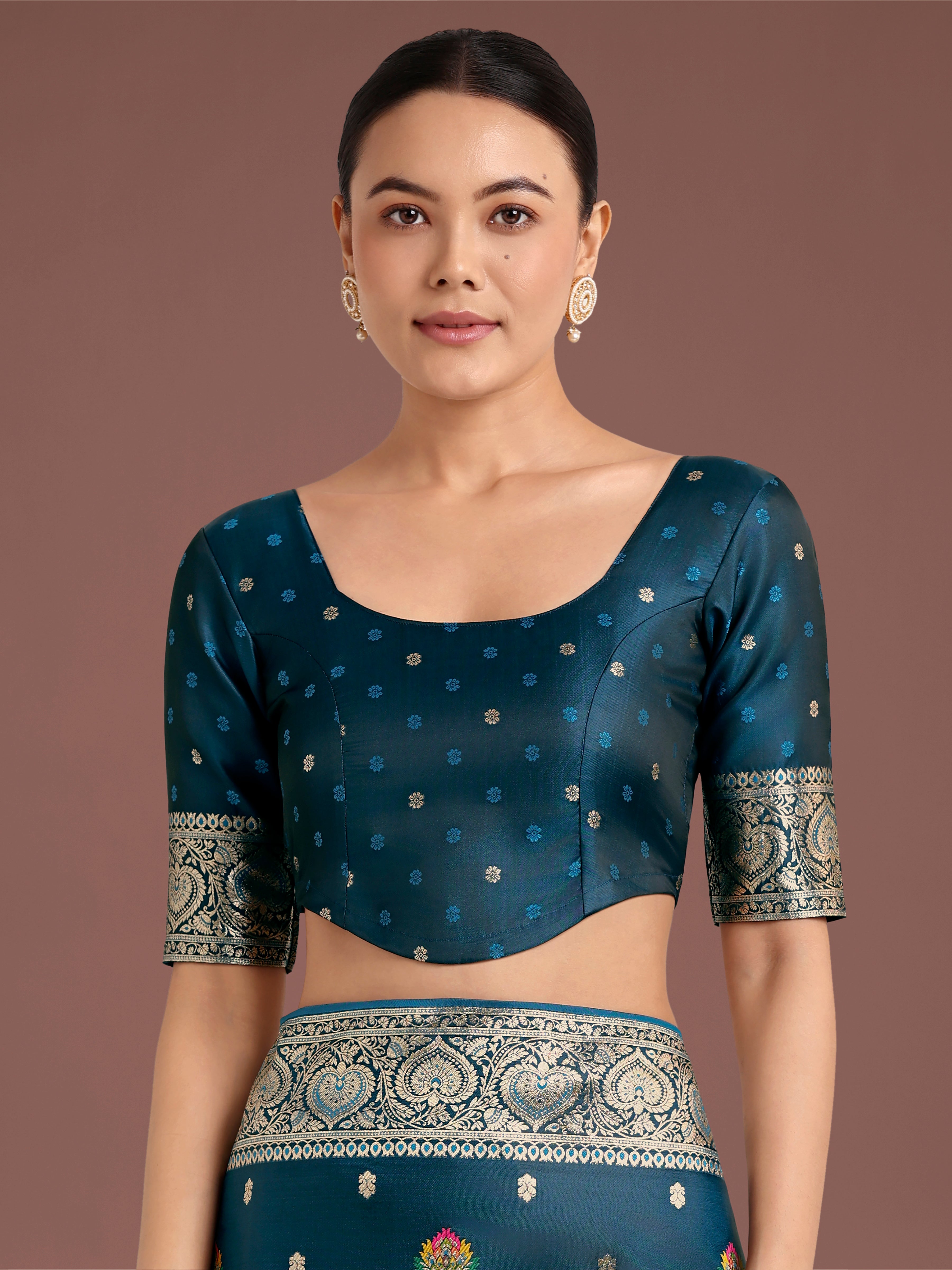 Monjolika Fashion Teal Charming Soft Banarasi Zari Woven Designer Satin Silk Saree With Lovely Blouse Piece