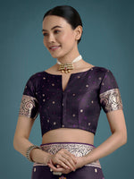 Thumbnail for Monjolika Fashion Purple Charming Soft Banarasi Zari Woven Designer Satin Silk Saree With Lovely Blouse Piece