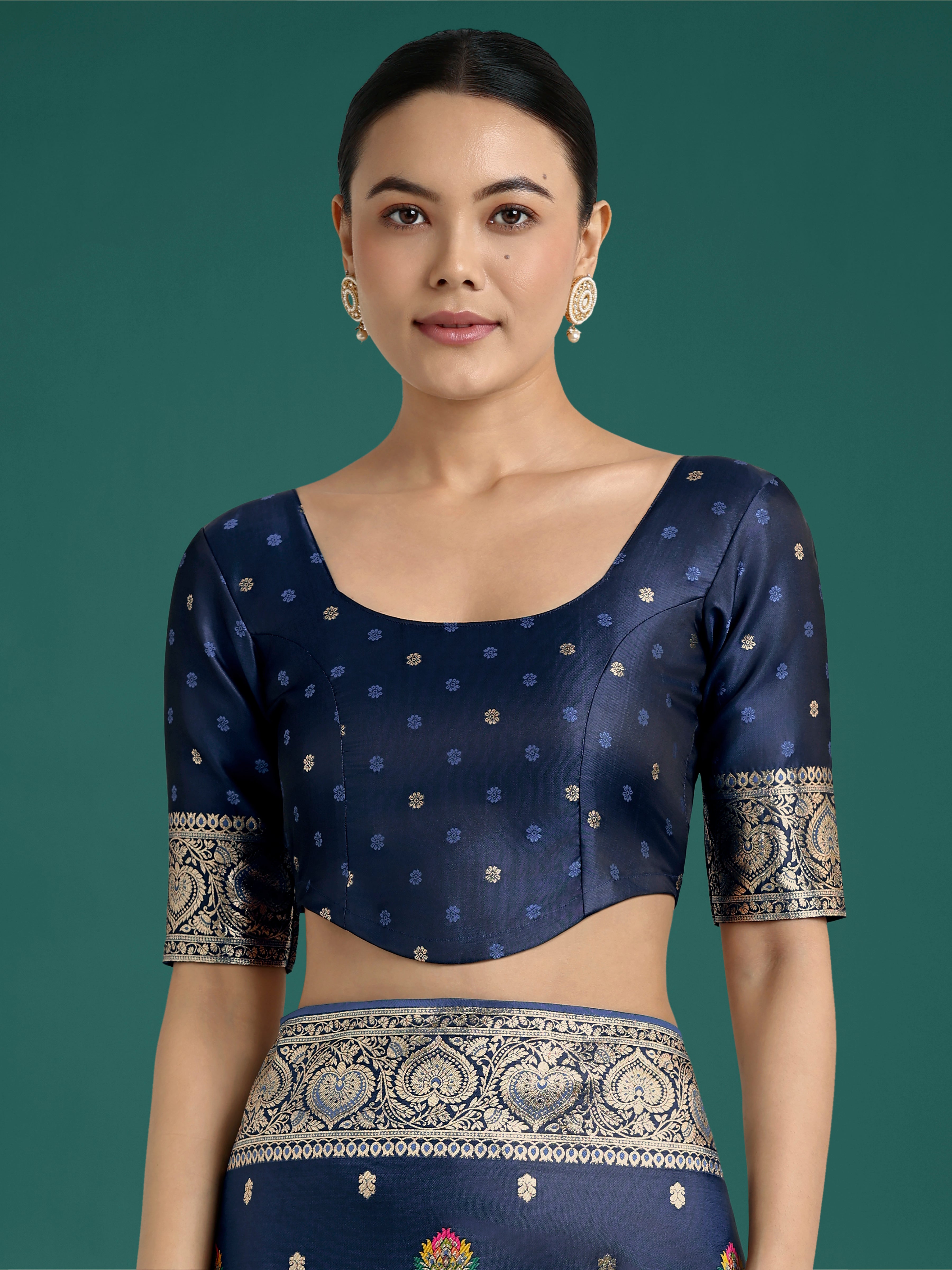 Monjolika Fashion Navy blue Charming Soft Banarasi Zari Woven Designer Satin Silk Saree With Lovely Blouse Piece