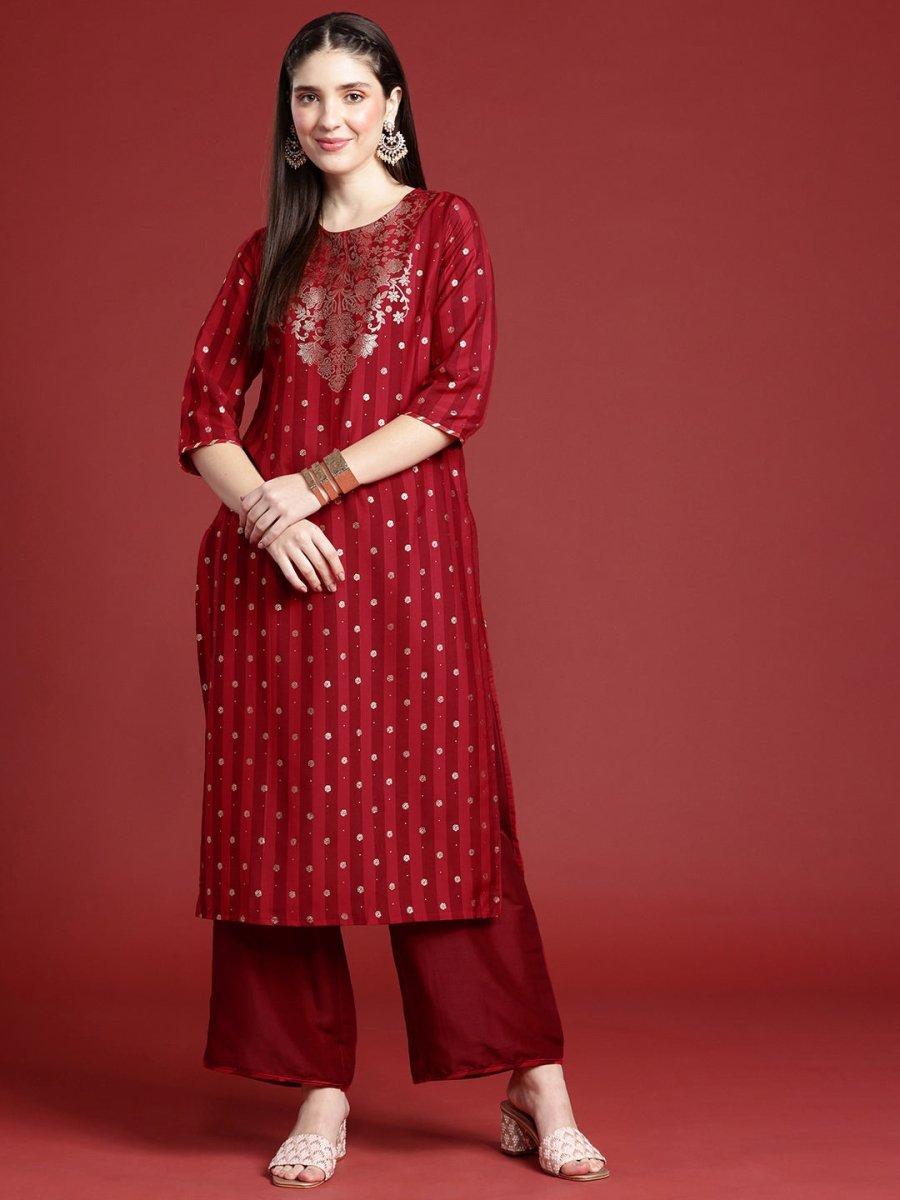 Anouk Ethnic Motifs Printed Regular Kurta with Palazzos - Distacart