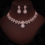 Thumbnail for Tehzeeb Creations Pink Colour Diamond Choker Necklace Jewellery Set With Matching Pair of Earrings For Women And Girls - Distacart