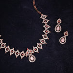 Thumbnail for Tehzeeb Creations Pink Colour Diamond Choker Necklace Jewellery Set With Matching Pair of Earrings For Women And Girls - Distacart