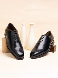 Thumbnail for LOUIS STITCH Men Jet Black Formal Wholecut Lace-Up Derby Shoes