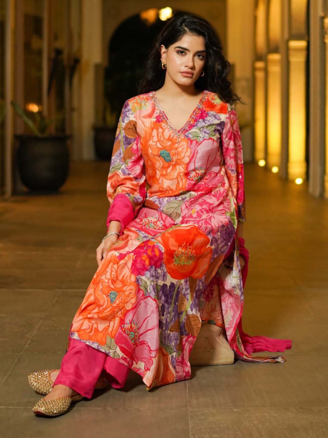 Kalini Women Floral Printed Regular Kurta with Trousers & With Dupatta - Distacart