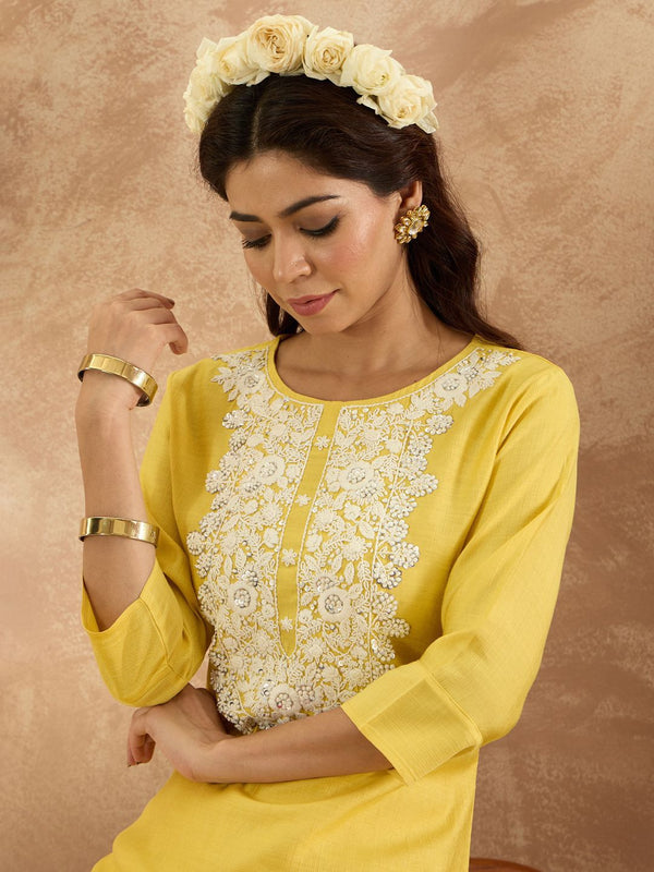 Indo Era Women Ethnic Motifs Embroidered Regular Thread Work Kurta with Trousers