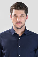 Thumbnail for Xkind Navy Blue Plain Slim Fit Shirt