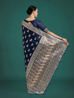 Thumbnail for Monjolika Fashion Blue Color Festival Wear Banarasi Satin Silk Designer Zari Weaving Saree