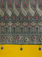 Thumbnail for Monjolika Fashion Dark Green Color Festival Wear Banarasi Satin Silk Designer Zari Weaving Saree