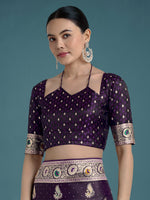 Thumbnail for Monjolika Fashion Purple Color Festival Wear Banarasi Satin Silk Designer Zari Weaving Saree
