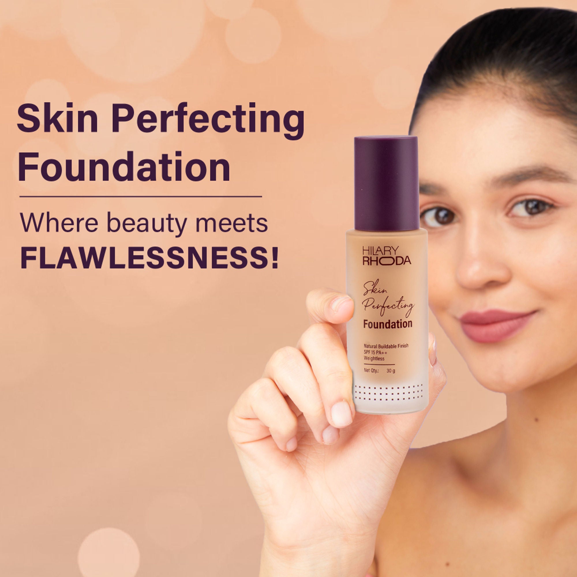 Hilary Rhoda Skin Perfecting Foundation With SPF 15 - My Ivory 01 - Distacart