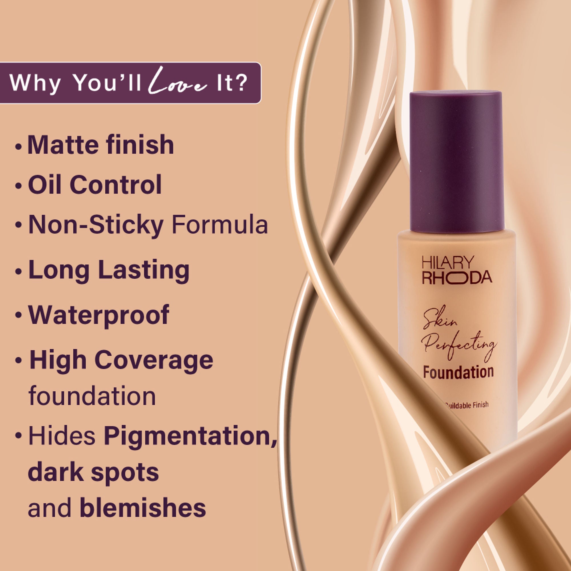 Hilary Rhoda Skin Perfecting Foundation With SPF 15 - My Ivory 01 - Distacart