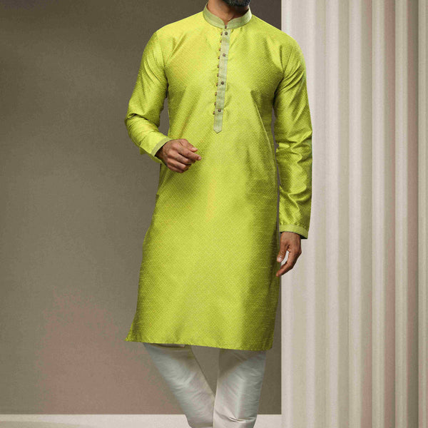 Raivat Ethnic Jacquard Silk Brocade Pintux Work Kurta Pajama In Mint Green Colour - Distacart