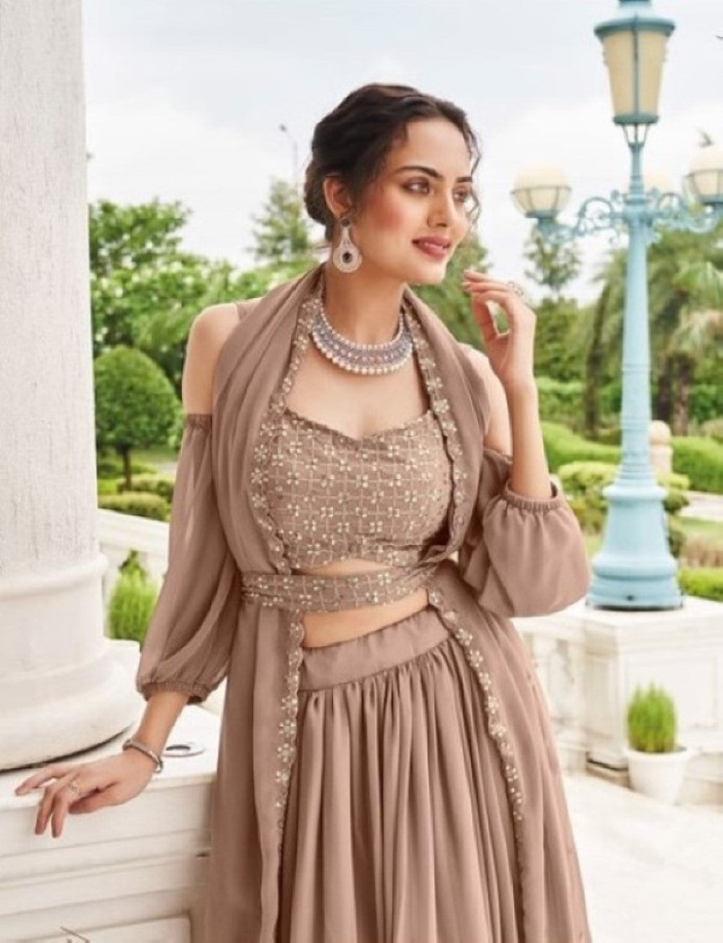 Anaita Chiku Georgette Lehenga Choli With Sequence & Thread Work - Distacart
