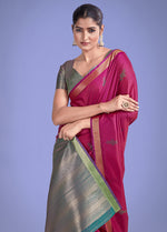 Thumbnail for Monjolika Fashion Charming Rani Pink Color Silk Golden Zari Woven Ceremony Saree