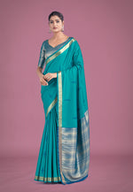 Thumbnail for Monjolika Fashion Charming Turquoise Color Silk Golden Zari Woven Ceremony Saree