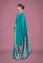 Thumbnail for Monjolika Fashion Charming Turquoise Color Silk Golden Zari Woven Ceremony Saree