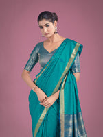 Thumbnail for Monjolika Fashion Charming Turquoise Color Silk Golden Zari Woven Ceremony Saree