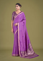 Thumbnail for Monjolika Fashion Charming Lavender Color Silk Golden Zari Woven Ceremony Saree