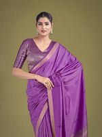 Thumbnail for Monjolika Fashion Charming Lavender Color Silk Golden Zari Woven Ceremony Saree