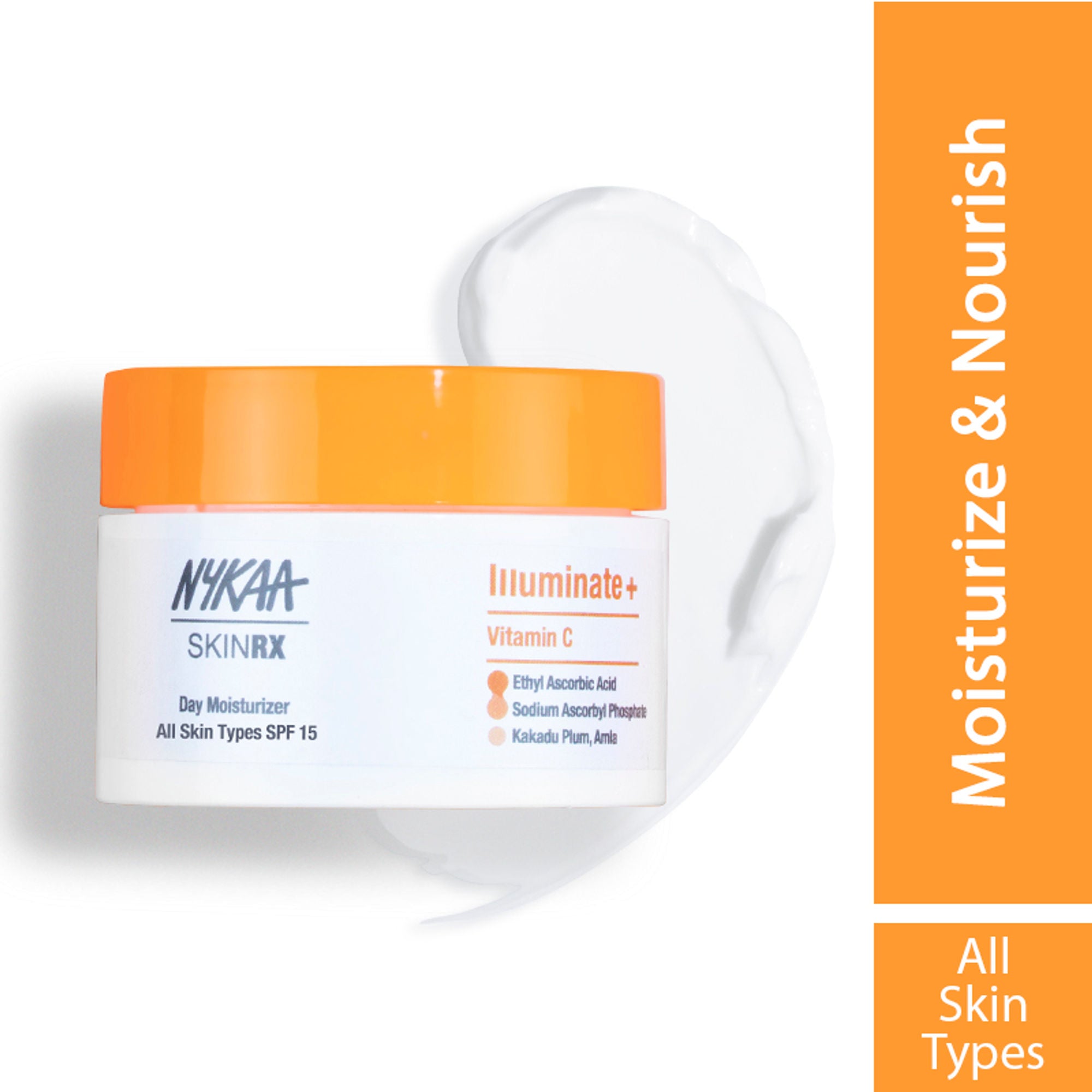 Nykaa SkinRX Illuminate+ Vitamin C Day Moisturizer SPF 15 for Radiant, Hydrated Normal to Dry Skin