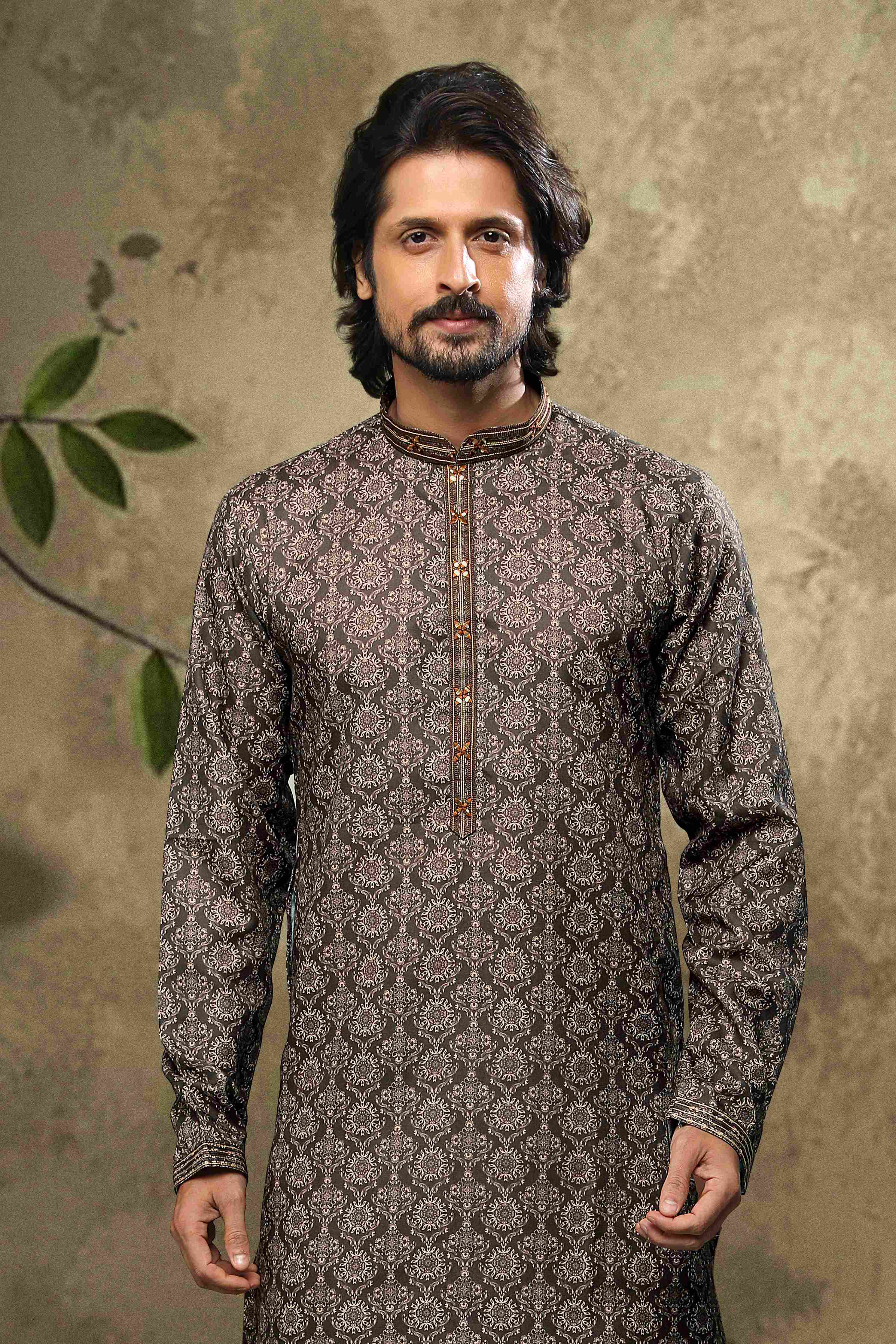 Raivat Ethnic Cotton Digital Print Mirror Work Kurta Pajama In Black Colour - Distacart