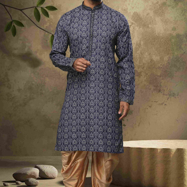 Raivat Ethnic Cotton Digital Print Mirror Work Kurta Pajama In Blue Colour - Distacart