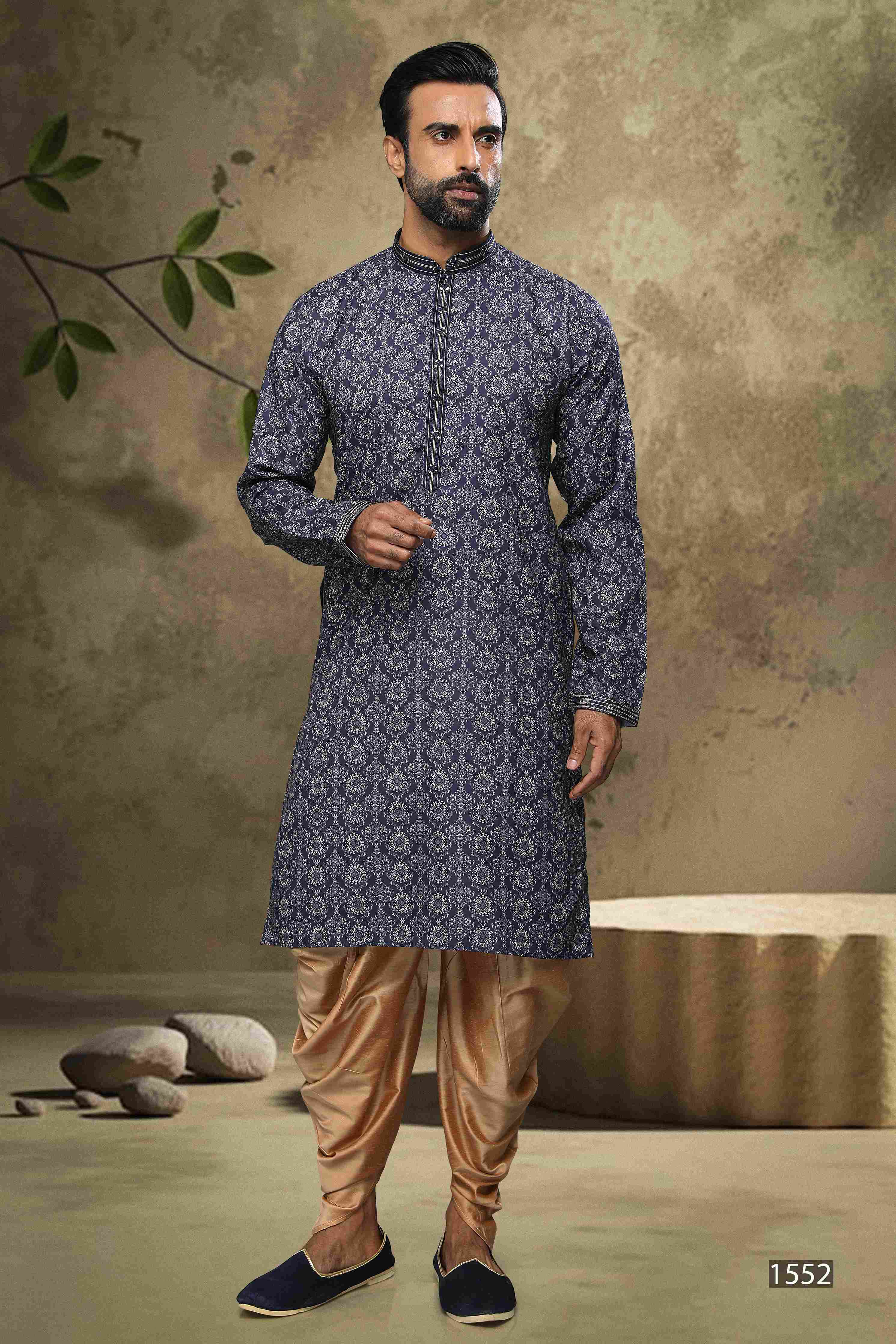 Raivat Ethnic Cotton Digital Print Mirror Work Kurta Pajama In Blue Colour - Distacart