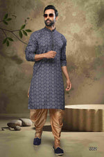 Thumbnail for Raivat Ethnic Cotton Digital Print Mirror Work Kurta Pajama In Blue Colour - Distacart