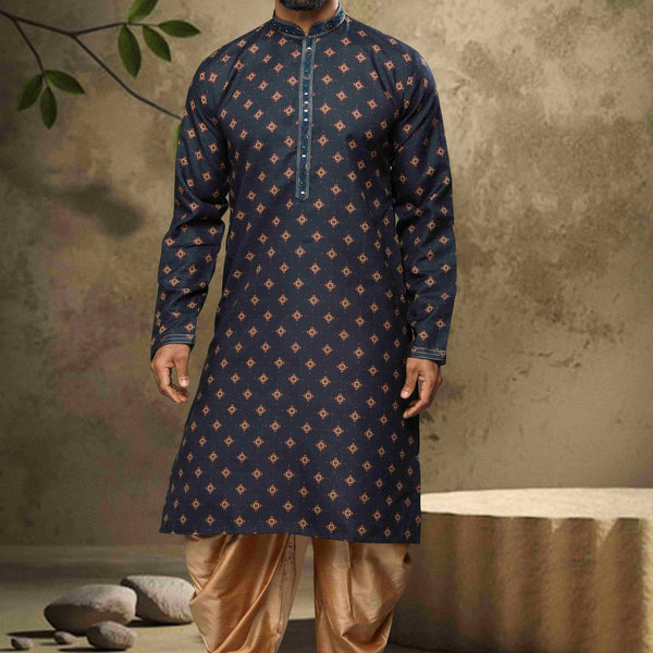 Raivat Ethnic Cotton Digital Print Mirror Work Kurta Pajama In Blue Colour - Distacart