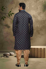 Thumbnail for Raivat Ethnic Cotton Digital Print Mirror Work Kurta Pajama In Blue Colour - Distacart