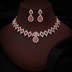 Thumbnail for Tehzeeb Creations Pink Colour Ad Studded Necklace Jewellery Set With Matching Earrings For Women And Girls - Distacart