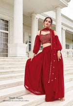 Thumbnail for Anaita Red Georgette Lehenga Choli With Sequence & Thread Work - Distacart