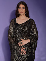 Thumbnail for Anouk Black Embellished Sequinned Pure Georgette Saree - Distacart