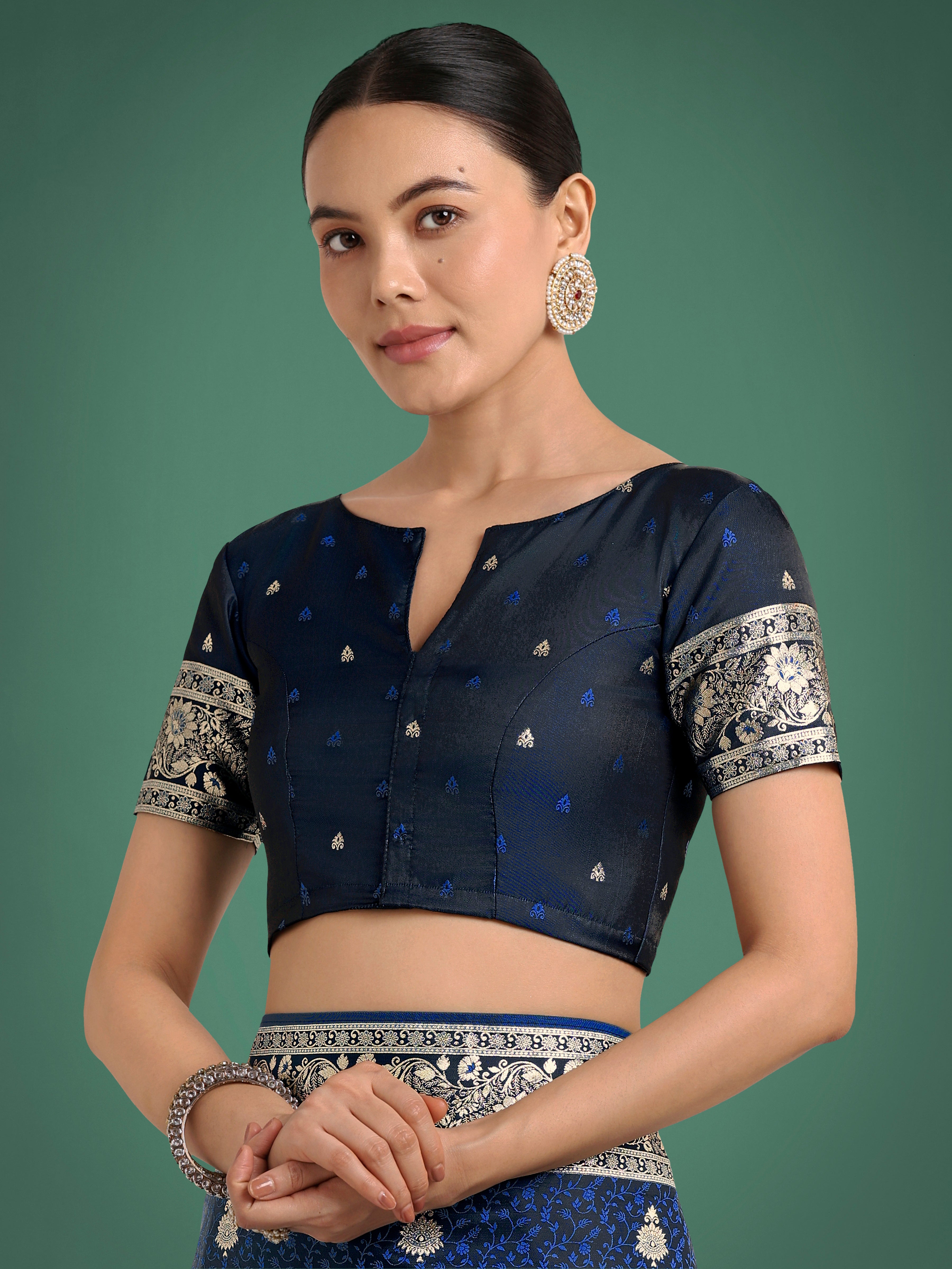 Monjolika Fashion Blue Banarasi Satin Silk Saree with Intricate Zari Work with Rich Weaving Pattern